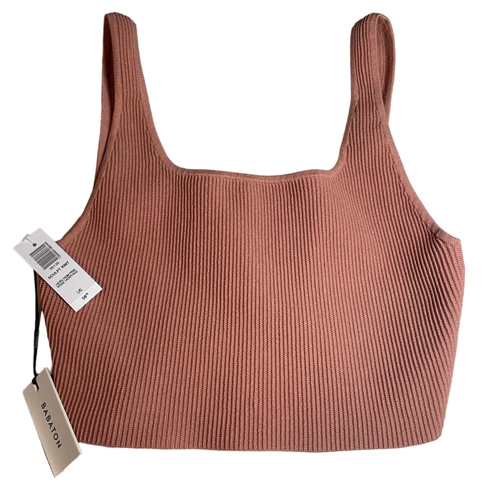 Babaton Sculpt Knit Cropped Tank Top Pink Rose Sz